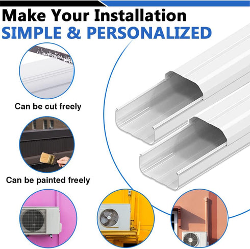 Mini Split Line Cover - 4'' 7.5 Ft Waterproof Decorative Pipe Cover for Mini Split Air Conditioner Central AC HVAC