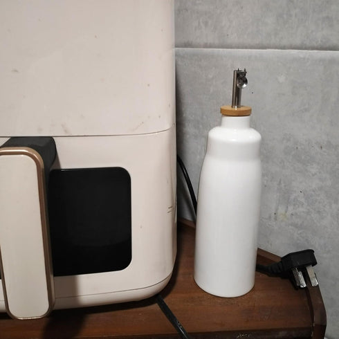 Set 10 OZ 16 OZ Pack 2 Ceramic Olive Oil Vinegar Dispenser Bottle with Bamboo Tray, and Porcelain Oil Container