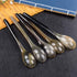 YARNOW 4 Pcs Small Ox Horn Caviar Spoons, Mother of Pearl Soup Spoons for Dessert and Tea