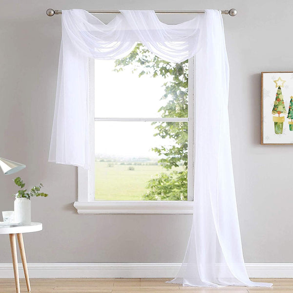 NICETOWN 216 Sheer Canopy Bed Curtains Panels - Home Decoration Sheer Voile Scarf Valance for Wedding (1 Panel, W60 x
