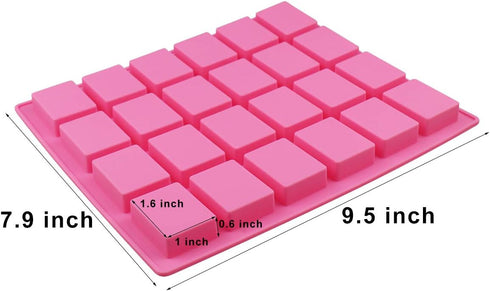 24-Cavity Rectangle Silicone Molds for Caramel Candy, Chocolate Truffles, Whiskey Ice Cubes, Fondant, Gummy Jelly