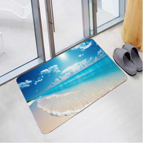 35.5x21.5 inch LYFANS Blue Sky Blue Ocean Thick Anti Fatigue Carpet, Extended Bathroom Bath Mat, Kitchen Non Slip Mat