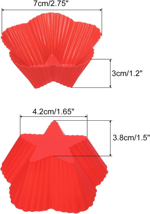 uxcell 18pcs Silicone Cupcake Liners, 2.75 Inch Reusable Baking Cups Nonstick Muffins Mold for Birthday Wedding Party, Red Stars by uxcell