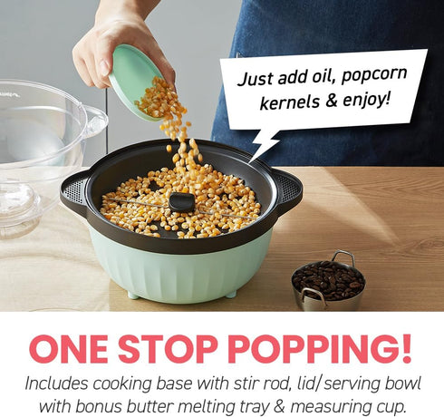 Elite Gourmet EPM145M 18-cup Hot Oil Stirring Popcorn Popper, Great for Parties, Movie Night, Mint