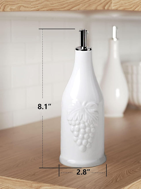 Set, 12 oz/350ml, 2 Pack, HOMBENE Ceramic Oil & Vinegar Dispenser Dripless Spout, Porcelain, Reusable, Cooking