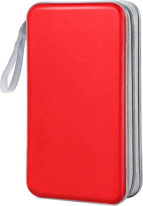 CD Case Wallet, 80 Capacity DVD VCD Media Blu-ray Holder, Storage Organizer, Red