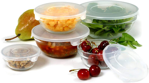 Norpro 10-Piece Glass Mixing/Storage Bowls with Lids, Nesting