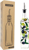 17oz Hand Painted Glass Olive Oil Bottle Dispenser- 500ml Green Oil &