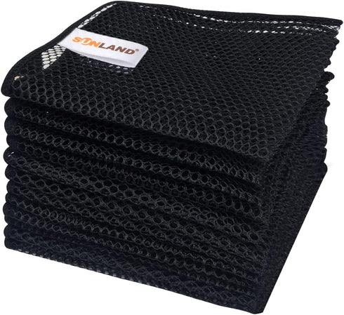 SUNLAND Mesh Dish Cloths for Washing Dishes, Fast Drying and Easy to Clean, 12 Pack (12Inch x 12Inch, Black)