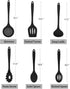 TeamFar Cooking Utensils, Silicone Kitchen Utensils Set of 6, Includes Ladle Spoon Slotted Turner for Non-stick Cookware, Non-Toxic & One-Piece, Anti-Heat & Non-Scratch, Dishwasher Safe, Black by TeamFar