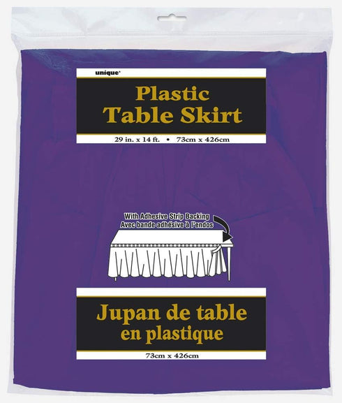 Unique Industries Plastic Table Skirt, Purple, 29" x 14"