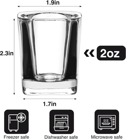 Ruckae 12 Pack 2 OZ Shot Glasses Set, Clear Shot Glasses Bulk with Heavy Base for Vodka Tequila Whiskey