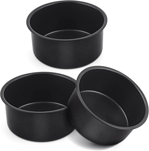 E-far 4 Inch Cake Pan Set of 3, Nonstick Stainless Steel Mini Round Pans for Baking Smash Cakes