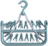 Clothes Drying Hanger with 32 Clips, Drip Foldable Hanging Rack (Light Blue)
