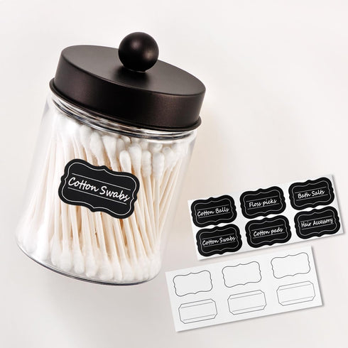 3PC Farmhouse Decor Qtip Holder, Apothecary Jars Bathroom Vanity Storage Organizer for Cotton Swab