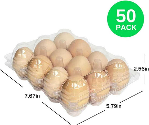 YSJFNVUI 50-Pack 12-Count 12 Count,Suitable of Plastic Egg Cartons Bulk Clear Reusable Egg Containers Holds Chicken