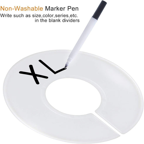 20 Pack Clothing Rack Size Dividers, Round Hangers Label Closet Dividers with Marker Pen for Organization (White)