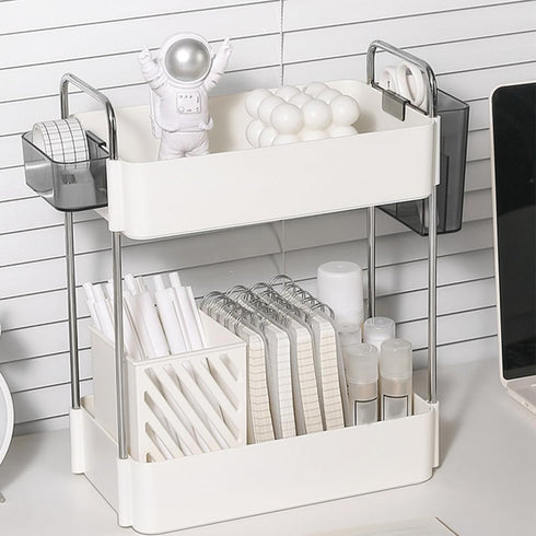 2-Tier Adjustable Countertop Organizer Tray Dual-Level Spice Rack and Cosmetic Storage Multipurpose Kitchen Cabinet & Pantry Organizer for Condiments, Jars, Bathroom by Generic