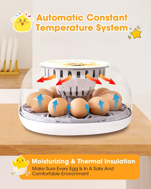 12 360 Incubators for Hatching Eggs, Chicken Waterer Cups, Automatic Egg Turner Holds Eggs, Smart Incubator Clear