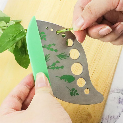 Herb Stripper, Green Stainless Steel Kitchen Tool for Leaf Stripping, 9 Holes
