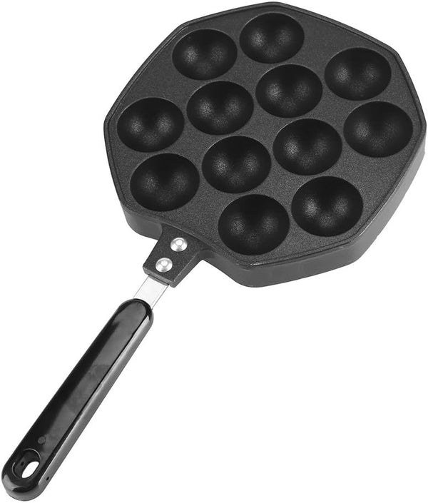 Takoyaki Maker, 12 Holes Non Stick Aluminum Grill Pan for Cooking Takoyaki and Round Pancakes