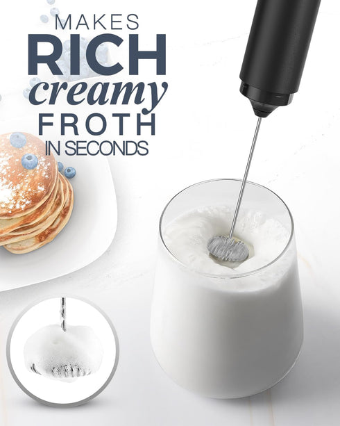 Rechargeable Milk Frother USB, Handheld Electric Foam Maker with Whisk Drink Mixer & Foamer for Coffee, Latte, Matcha