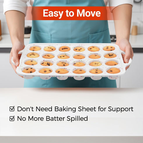 CAKETIME Mini Muffin Pan, 2 Pack of 24 Cups Nonstick Mini Cupcake Pans with Handle for Baking Mini Treats