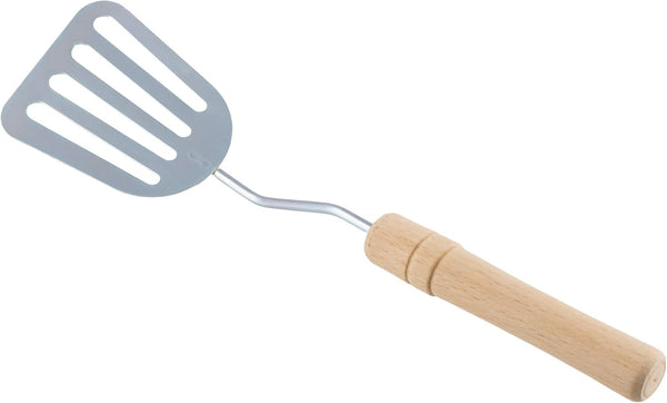 Stainless Steel Slotted Spatula - Kitchen Metal Turner with Wooden Handle for Cooking