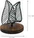 OwlGift Freestanding Modern Napkin Holder, Golden Turquoise Wrought Iron Leaf & Brown Wooden Base Design, Tissue
