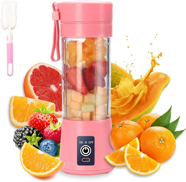 Portable Electric USB Juicer Blender - Mini Blender for Shakes and Smoothies - Pink - 380ml