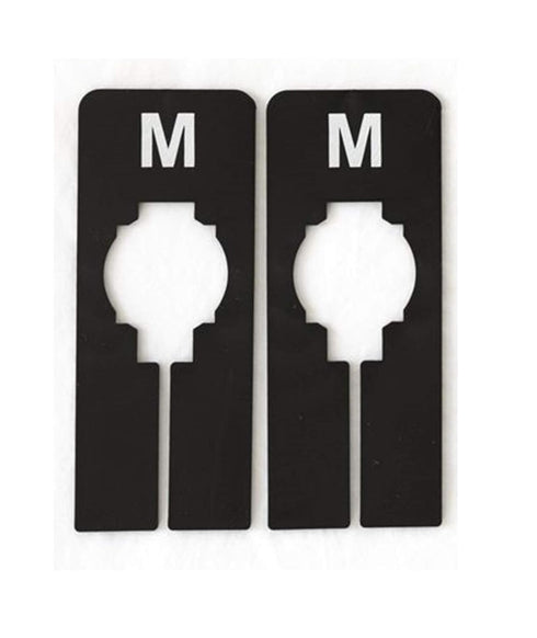 NAHANCO QSDBWKIT2 Black Rectangular Clothing Size Dividers with White Print for XS-XL, Kit of 25