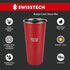 Swiss+Tech 16oz Stainless Steel Cups, 2 Pack Double Wall Pint Glasses, Insulated Tumbler with Lid (Red&White)