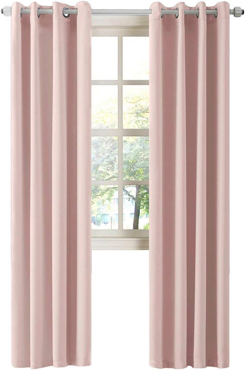 LA PALMA Thermal Insulated Blackout Grommet Curtains, Darkening Window Drapes for Living Room, Pack of 2 Panels