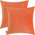 mixeoo Comfy Peach Coral Throw Pillow Covers - Set of 2 Decorative Velvet Cushion Cases for Sofa, 18 x 18 Inch