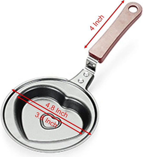YIKANGHENG Mini Frying Pan, 4.8 Inch Heart Shape Iron Egg and Omelet Pan with Nonstick Coating for Kitchen (Heart)