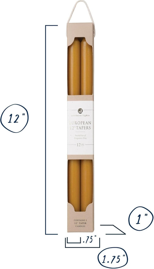 Northern Lights Candles, 12" 2pk Tapers, Caramel
