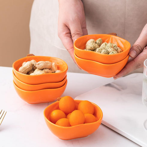 Ramekins Set of 6 - 6 Ounces Oven Safe Ceramic Bowls for Baking Souffle, Pudding, Dip, Sauce - Orange