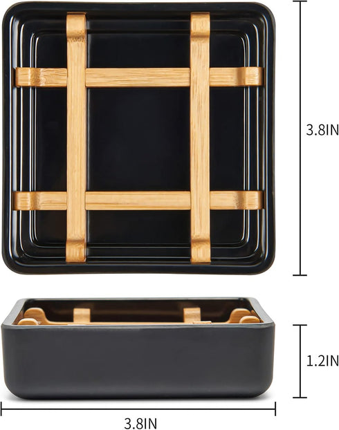 Bamboo Soap Dishes for Bar Soap Holders for Shower with Drainage for Bathroom Sink Bulk Small Wooden Soap Tray (Single