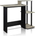 Furinno Efficient Home Laptop Desk with Square Shelves, French Oak Grey/Black Finish