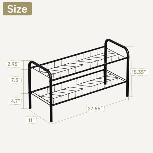 Vellzeyce Closet,Wide 2 Shoe Rack,Long Shoe Organizer for Shoe Storage for Entryway, Tier Sturdy Metal Free Standing