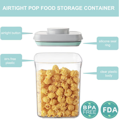900ml 0.9qt) Airtight Food Storage Container Pop Containers With Lids, Bpa Free for Spaghetti Cereal Flour Rice Kitchen