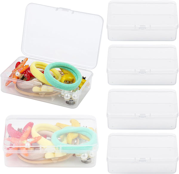 BATTIPAW 6PCS Hair Tie Organizer, Transparent Mini Storage Box, Clear Plastic Container for Home & Office