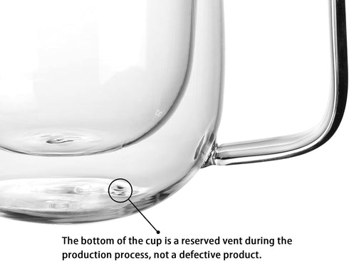 Glass Coffee Mug, 8.5 oz Double Walled Insulated Cup for Tea Coffee Latte Cappuccino Espresso - Set of 1 (Round)