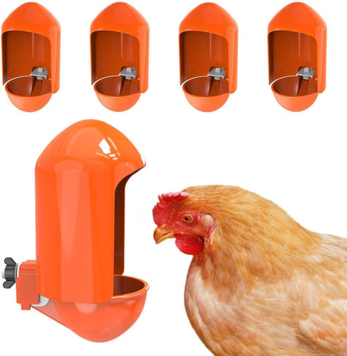 Labodey Large Chicken Waterer Cups Automatic with Anti-Roosting Cover | Poultry Waterer Cups