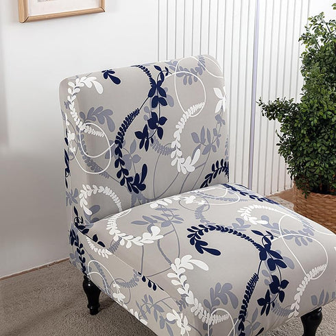 2PCS Armless Accent Chair Covers - Soft Printed Slipcovers for Slipper Chairs in Living and Dining Room