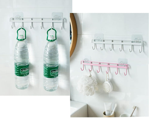 YYaaloa 2Pack Wall Hooks - Coat Hat Hook White Rack with 6 Hooks for Key Hanger and Clothes Holder