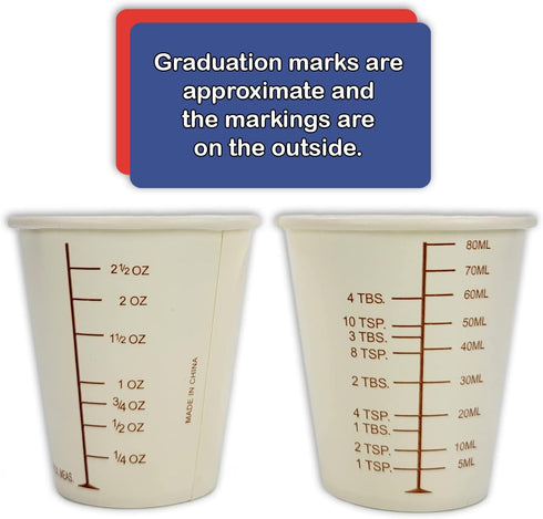 50 Coated Paper Graduated Measuring Cups, 3oz for Mixing Paint, Stain, Epoxy, Resin; Disposable & Recyclable by