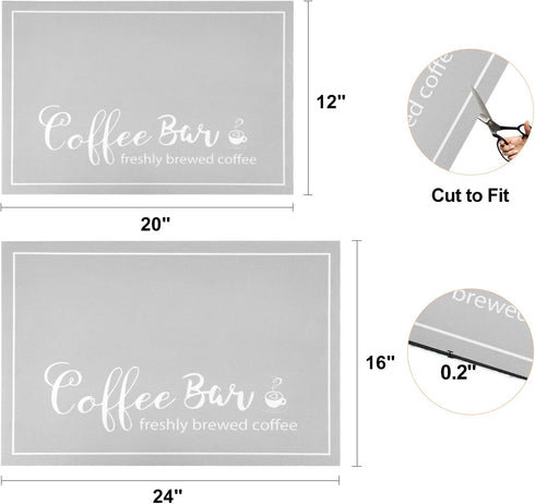 Dish Drying Mat, 12"x20" Absorbent Coffee Bar Mat for Countertops with Coffee Cup Pattern