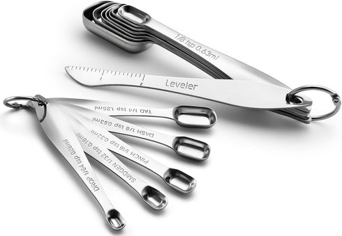 Spring Chef Stainless Steel Measuring Spoons Set of 13 with Leveler, Metal Teaspoon & Tablespoon for Cooking & Baking,