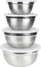 Chef Craft Select Prep Bowl Set with Lid, 0.75 qt, 1 qt, 1.5 qt, and 2 qt, Stainless Steel